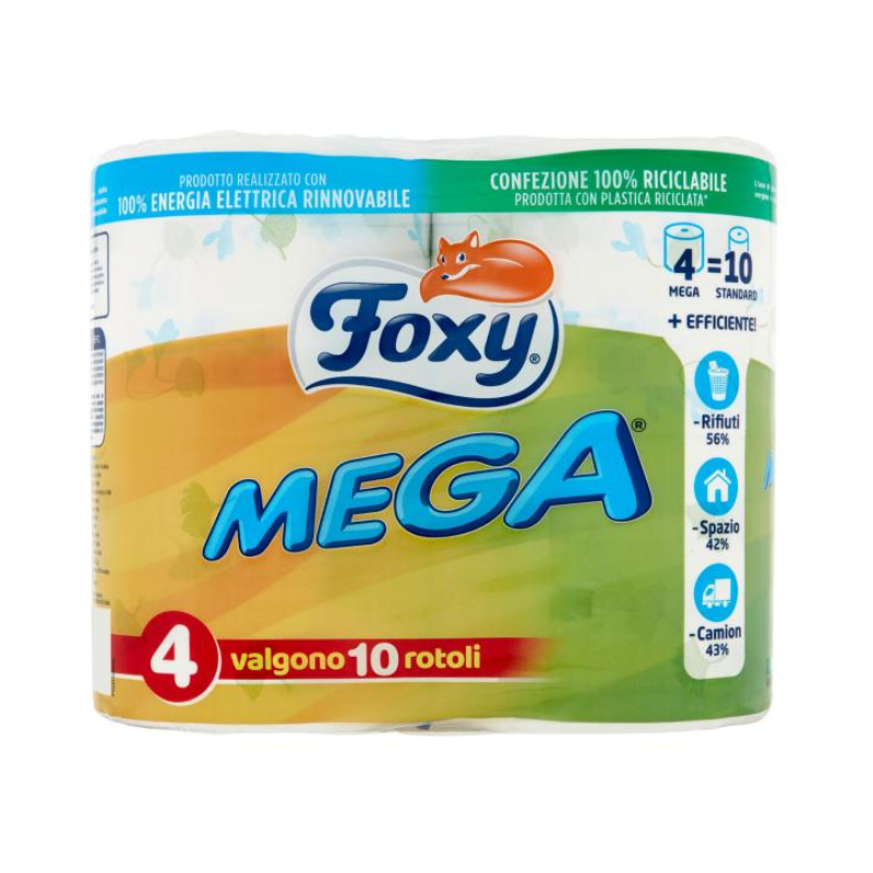 Foxy Mega Carta Igienica 2 Veli Decorata 4 Rotoli