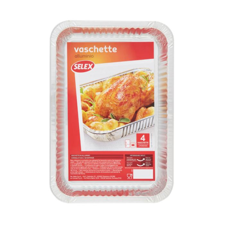 Selex Contenitore in Alluminio 31x21x4,5 cm 4pz