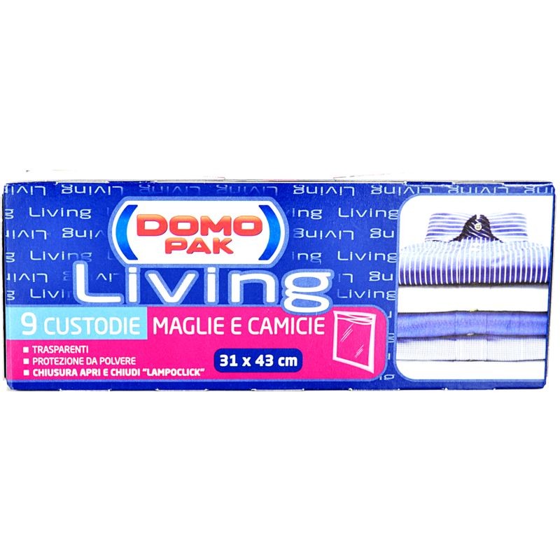 Domopak Living Custodia Maglie e Camicie 31x43 cm Set 9 Pezzi con Chiusura Lampoclick