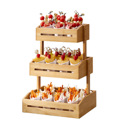 Espositore buffet 3 piani bamboo naturale H 41cm Leone