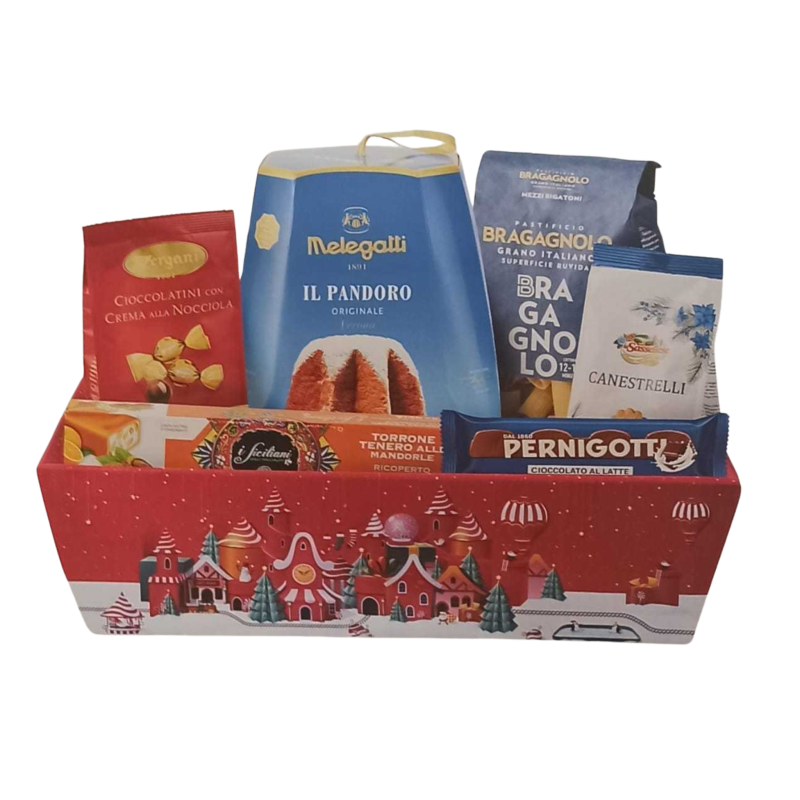 Cesto Vivaldi 2026 Cesto Natalizio con Pandoro, Torrone, Cioccolato, Biscotti e Pasta Italiana