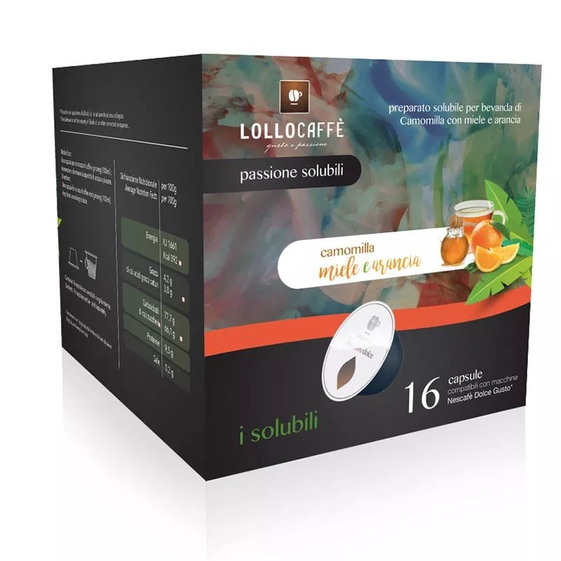 64 Capsule Camomilla Miele e Arancia Lollo Caffè Compatibili Dolce Gusto