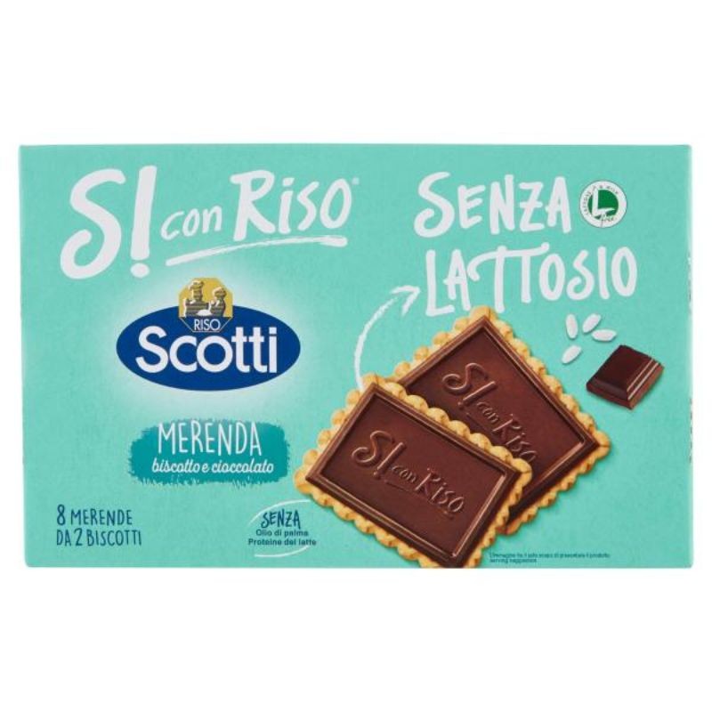 Riso Scotti Si Con Riso Senza Lattosio Merenda Biscotto E Cioccolato 8 X 25 G