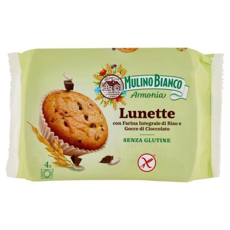 Mulino Bianco Armonia Lunette Tortine Senza Glutine Merende Farina Integrale di Riso Cioccolato 140g